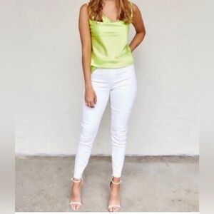 Spanx white distressed high rise skinny jeans pull on denim jeggings size medium